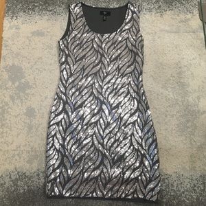 Aqua Silver and Gray Sequin Party Dress